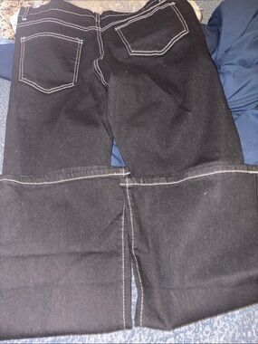 Dark Blue Women's Bootcut Jeans with Contrast Stitching